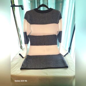 SHEIN sweater Dress Striped Navy Blue and White Women's Sweater Dress